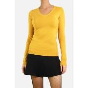 Pull Kebello Pull col V en maille Jaune F