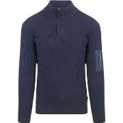 Sweat-shirt Suitable Mou Pull Demi-Zip Bleu Foncé