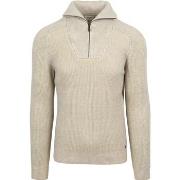 Sweat-shirt No Excess Pull Demi-Zip Two Coloured Melange Greige