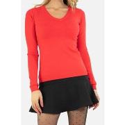 Pull Kebello Pull col V en maille Rouge F