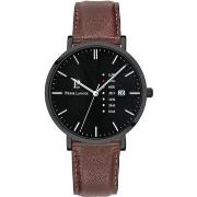 Montre Pierre Lannier DATA Cadran Noir Bracelet Cuir Brun