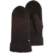 Gants Isotoner Moufles Femme en cuir imitation fourrure Noir