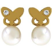 Boucles oreilles Brillaxis Boucles d'oreilles perle papillon or jaune