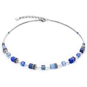 Collier Coeur De Lion Collier Geocube acier et perles bleues