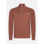 Pull Fred Perry Sweat demi-zip - brun whisky marron porridge marl