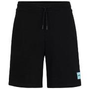 Short BOSS SHORT REGULAR FIT EN MOLLETON DE COTON NOIR AVEC ÉTIQUE