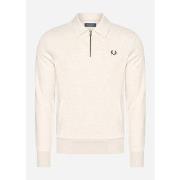 Pull Fred Perry Sweatshirt demi-zip à dos en polaire - porridge marl