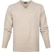 Sweat-shirt William Lockie Pull Col-V Agneline Beige