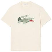 T-shirt Lacoste T-SHIRT EN COTON ÉPAIS CROCODILE GRAPHIQUE BEIGE