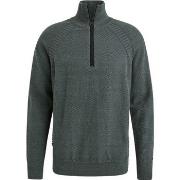 Sweat-shirt Cast Iron Pull Knitted Half Zip Vert