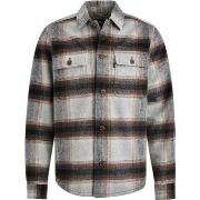 Sweat-shirt Vanguard Surchemise Mix Laine Brushed A Carreaux Gris