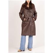 Manteau Kebello Manteau Long Avec Fourrure Marron F