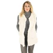 Veste La Canadienne Gilet mi-long lapin craie-044878