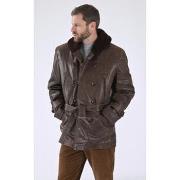 Manteau La Canadienne Canadienne cuir d'agneau patiné marron-046646