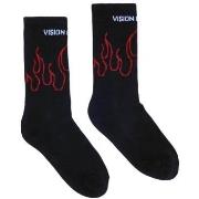 Chaussettes Vision Of Super Chaussettes noires avec flammes rouges