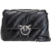 Sac Pinko Pochette rose gros noir argent