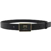 Ceinture Pinko Ceinture fine femme en cuir noir et logo rectangulaire