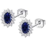 Boucles oreilles Lotus Puces d'oreilles Silver Marguerite oxyde bleu