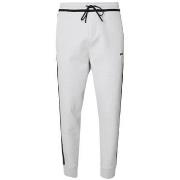 Pantalon BOSS BAS DE SURVÊTEMENT GRIS CLAIR EN COTON MÉLANGÉ AVEC BADG...