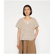 T-shirt 10 Days Tee Stripes Ecru Cedar Brown