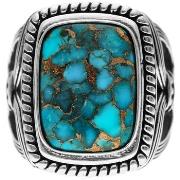 Bijoux Orusbijoux Bague Argent Homme Temple Pierre Turquoise