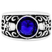 Bijoux Orusbijoux Bague Homme Argent Tête De Mort Pierre Bleue Solo Sk...