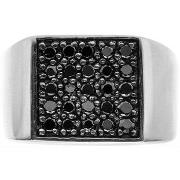 Bijoux Orusbijoux Chevalière Homme Argent Pavée Pierre Noire