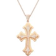 Bijoux Orusbijoux Collier Croix Argent Rose Pendentif Pavée Sertie