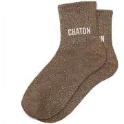 Chaussettes Sud Trading Paire de chaussettes paillettes chaton marron