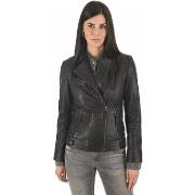 Blouson La Canadienne Blouson en cuir agneau noir-035190