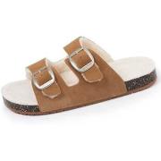 Chaussons Isotoner Chaussons sandales Femme Sherpa Camel