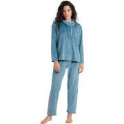 Pyjamas / Chemises de nuit Admas Pyjama velours pantalon sweat à col m...