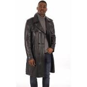 Manteau La Canadienne Trench Cuir Agneau Noir Homme-025187