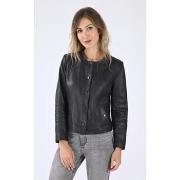 Blouson La Canadienne Spencer chic cuir noir-047913