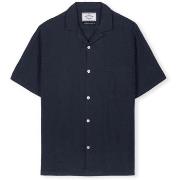 Chemise Portuguese Flannel Linen Camp Collar Shirt - Navy