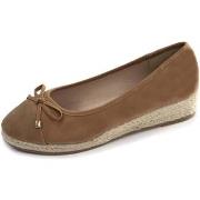 Sandales Isotoner Ballerines Femme corde talon compensé Camel