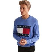 Sweat-shirt Tommy Jeans Knitted Flag Sweater Tempo Blue Melange