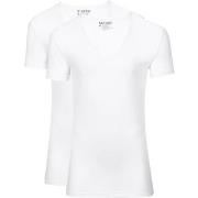 T-shirt Slater T-Shirts Stretch Lot de 2 Col-V Profond Blanc