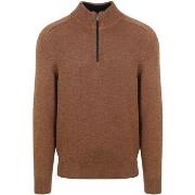 Sweat-shirt State Of Art Pull Half Zip Camel Marron Mélanger