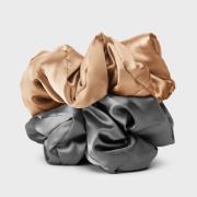 Kitsch Satin Pillow Scrunchie - Charcoal/Gold