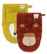 Trixie Baby Accessoires Washcloths 2-pack Mr. Lion - Mr. Monkey Oranje