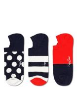 Happy Socks Sokken 3-Pack Big Dot No Show Sock Zwart