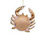 Vondels Kerstversiering Ornament glass diamonds crab H9cm Goudkleurig