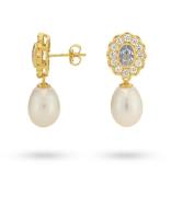 Earring With Colored Stones And Sweetwater Pearl 424109Y