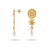 Statement Earring With Colored Stones And Freshwater Pearl 424123Y