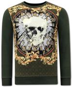 Montfleuri Sweater met print skull strass