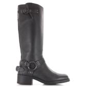 Poelman Hoge leren biker boots met rits cowboy laarzen dames