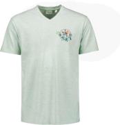 No Excess T-shirt korte mouw v-hals garment dyed mint