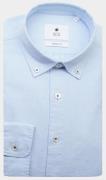 Bos Bright Blue Casual hemd lange mouw wox plain washed oxford shirt 2...