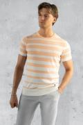 Koll3kt Riccione linnen knitted streep t-shirt -